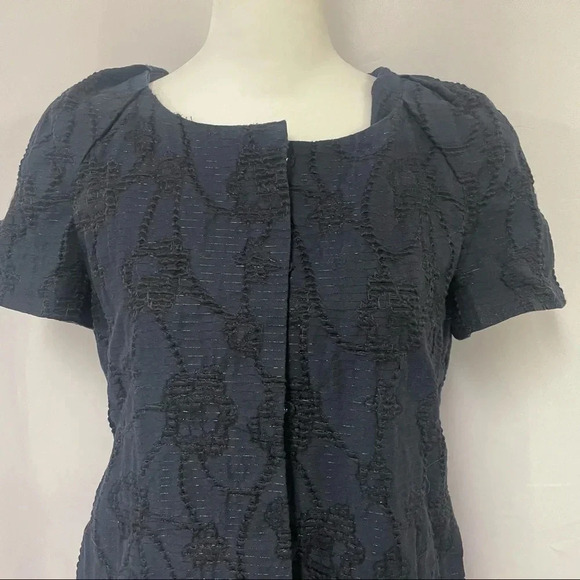 Charlotte Brody Cabana Short Sleeve Button Up Shirt Jacket Small Navy - Picture 2 of 6